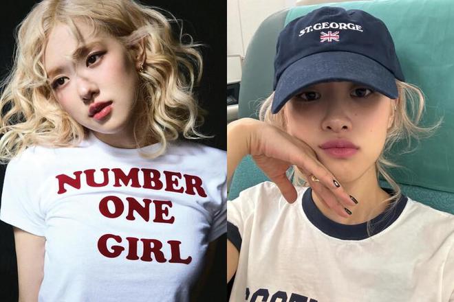 Rosé近期穿成美国高校女主！运动外套、棒球帽还有必备标语短T(图3)